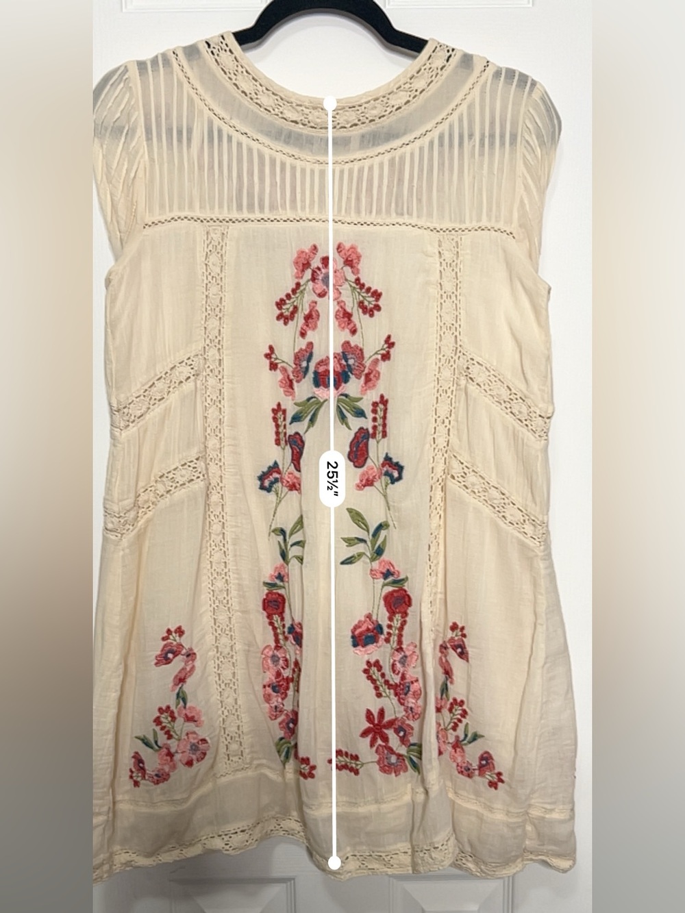 Free People Embroidered Crochet Lace Boho Tunic Blouse Ivory XS - Picture 6 of 7